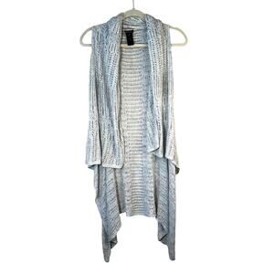 Lafayette 148 NY Linen Blend Crochet Open Knit Cardigan Sweater Vest Waterfall